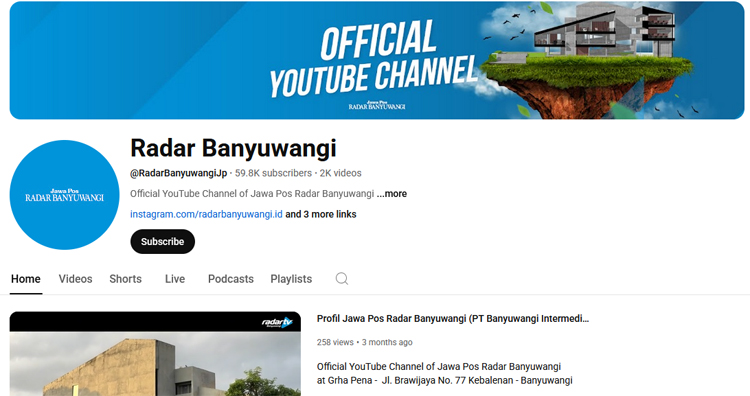 Tangkapal layar Channel RadarTV Banyuwangi.