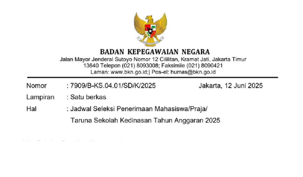 Jadwal lengkap Sekolah Kedinasan 2025.