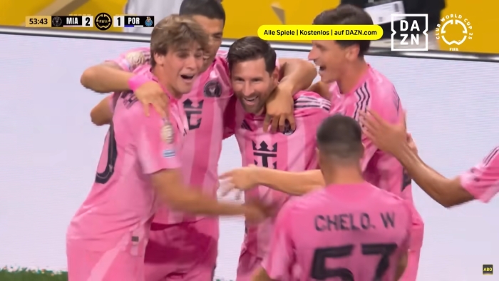 Selebrasi pemain Inter Miami setelah gol yang di cetak Messi.