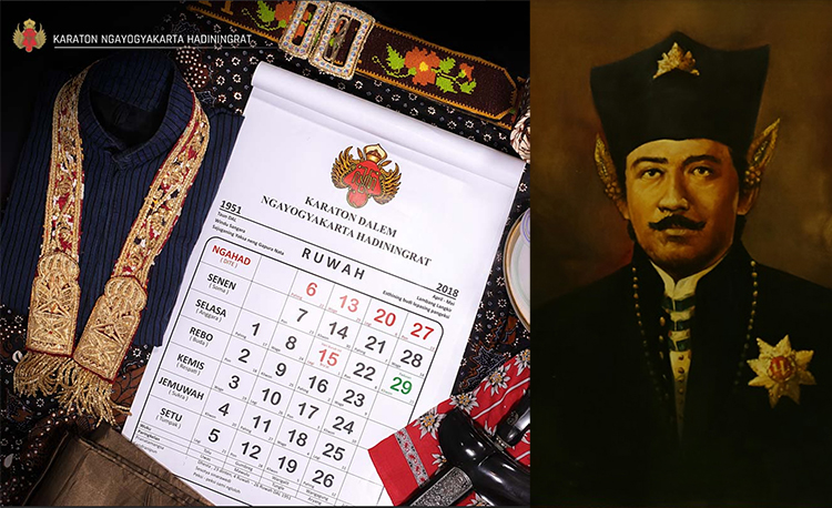Kalender Sultan Agungan yang Dipakai Dalam Lingkungan Keraton Yogyakarta (kiri). Sultan Agung Anyakrakusuma (kanan).