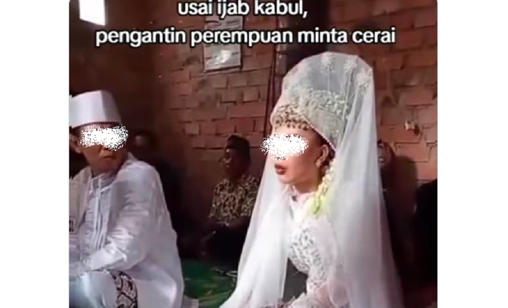 Video viral Pengantin Wanita di Sumatera Minta Cerai Selesai Akad Nikah.