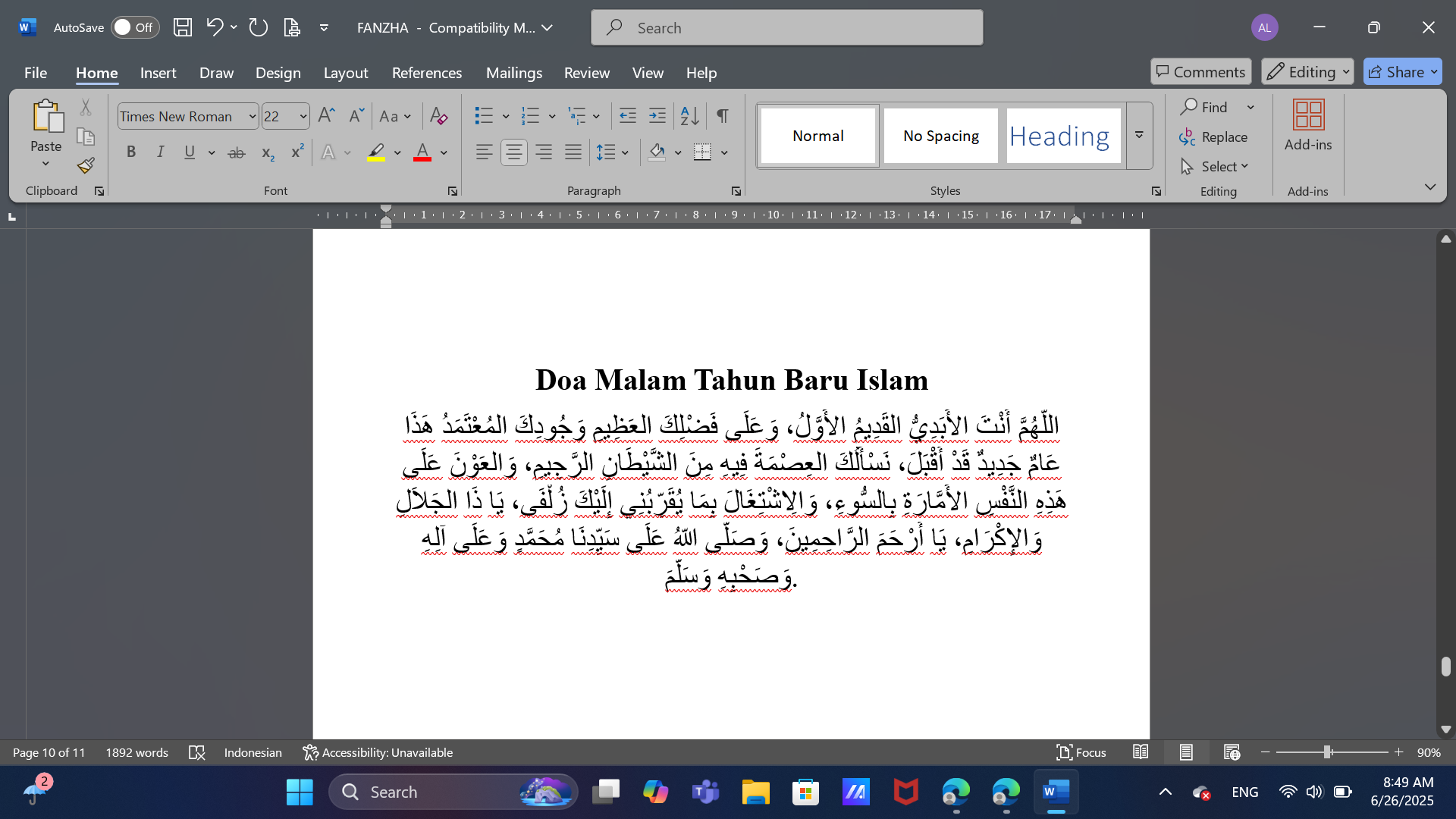 Berikut ini ialah doa awal tahun baru Hijriah Islam, lengkap arab, latin, dan artinya.