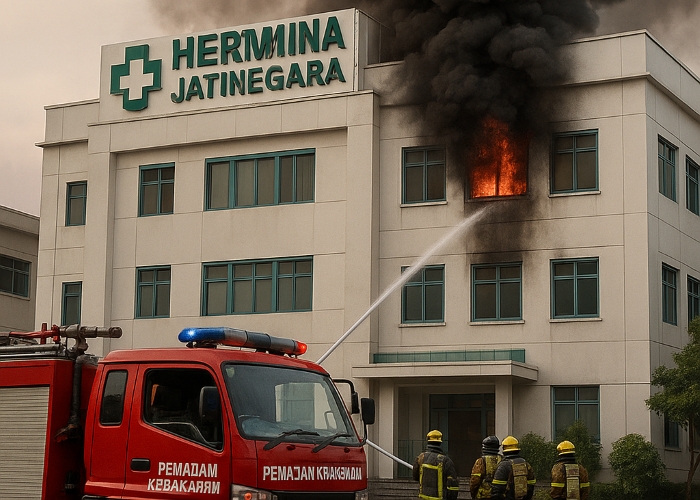 Kebakaran RS Hermina Jatinegara diduga akibat panel listrik meledak.