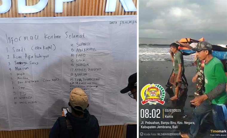 Tim SAR mengevakuasi penumpang meninggal dunia di Cekik Gilimanuk Bali.
