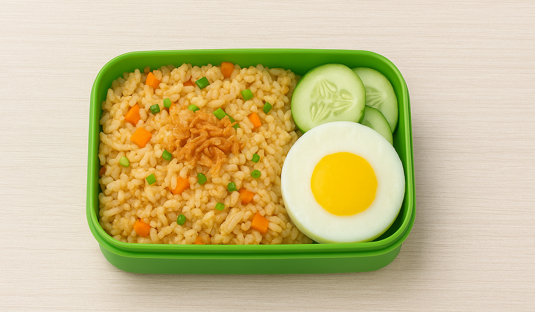 Resep nasi goreng sehat tanpa minyak, anti ngantuk cocok untuk bekal anak sekolah.