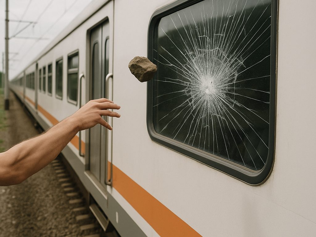 Pelemparan batu membahayakan perjalanan kereta api.