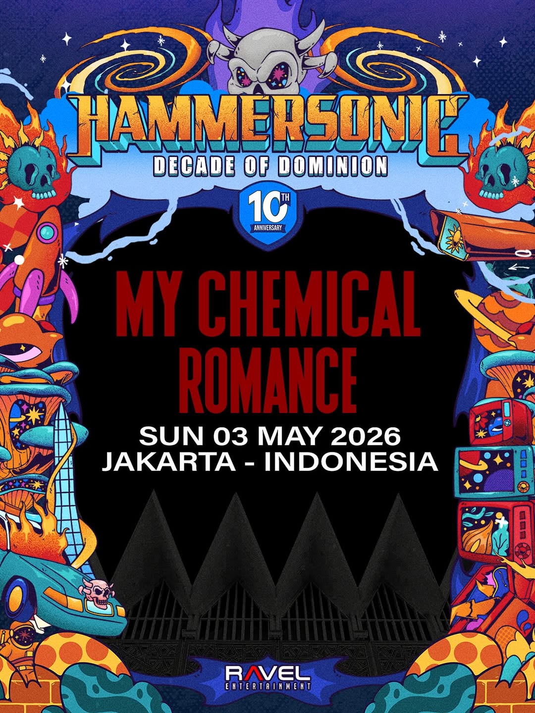 MCR akan guncang panggung Indonesia pada 3 Mei 2026.
