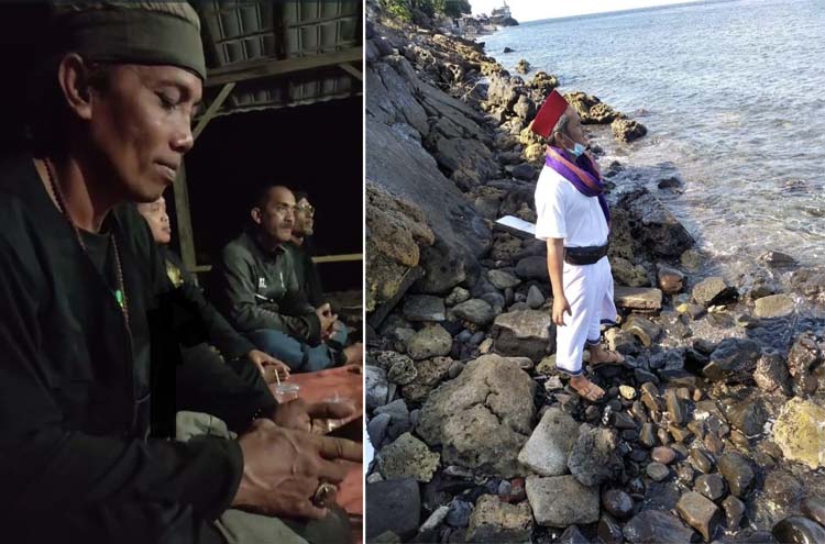 Sejumlah dukun di Banyuwangi menggelar ritual pencarian korban kapal tenggelam di Alas Purwo dan Watudodol.