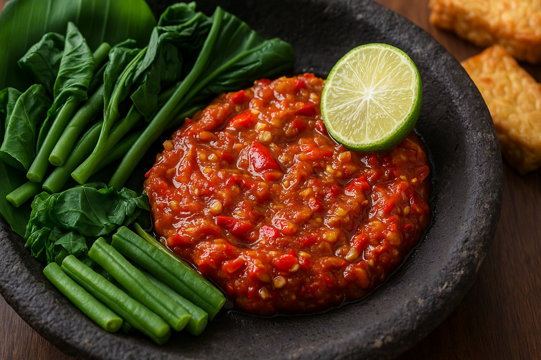 Resep dan cara membuat sambel tempong khas Banyuwangi ala warung Mbok Wah.