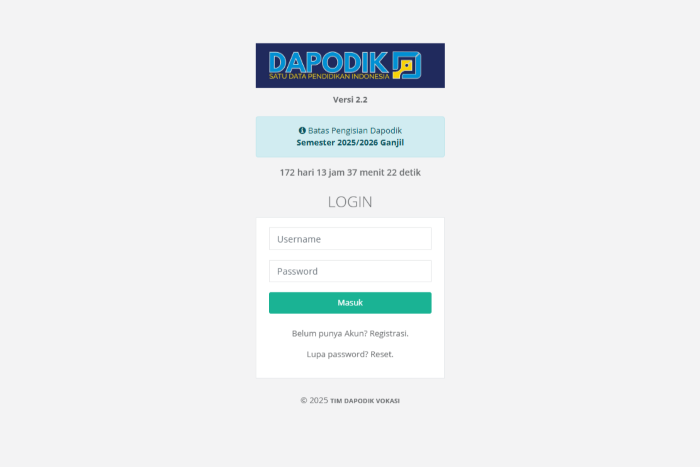 Dapodik Vokasi tahun ajaran 2025/2026 telah dibuka, operator LKP wajib memperbarui data.