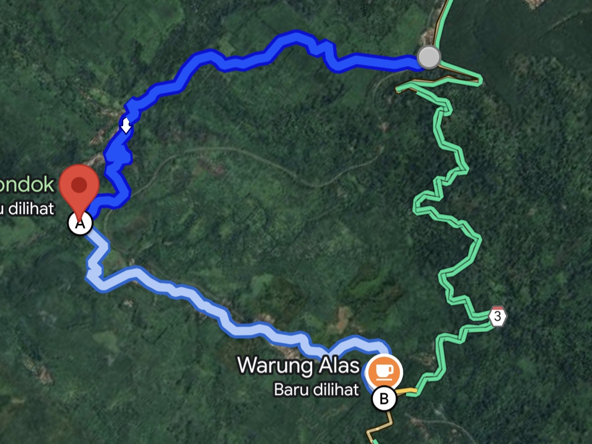 Google Maps jalur alternatif Banyuwangi-Jember saat Gumitir ditutup total. Khusus roda dua!