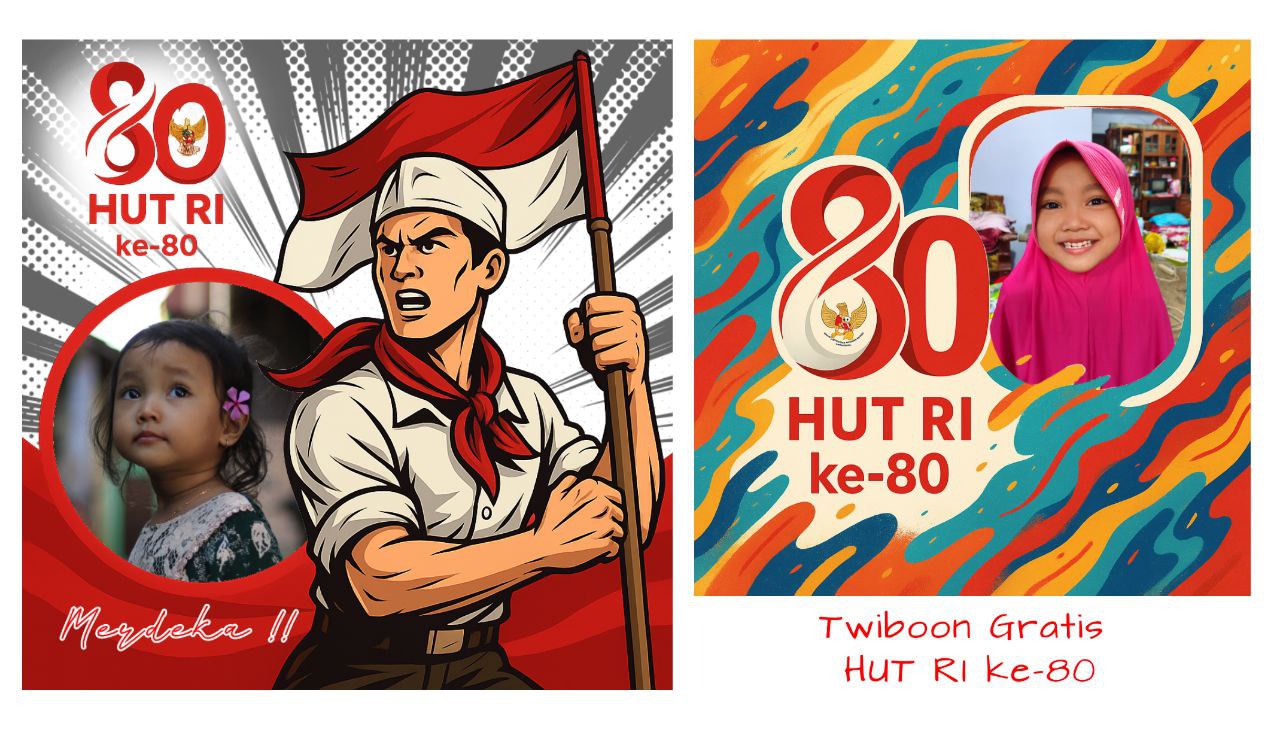 Gratis Twibbon HUT RI ke 80. Dirgahayu Indonesia ku!!