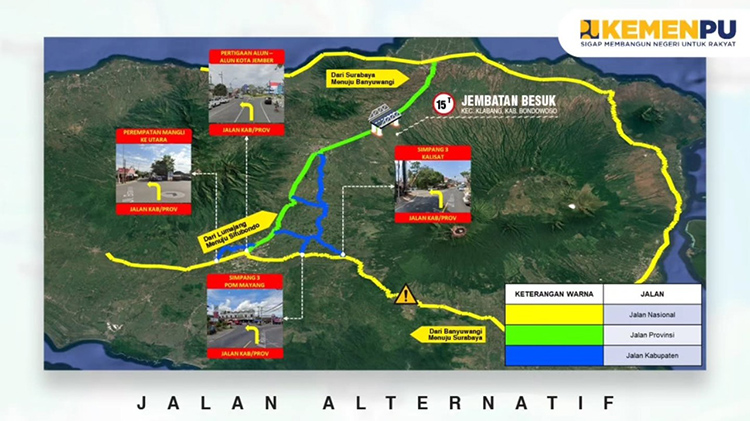 Kendaraan roda 4 atau lebih diminta melewati jalur Pantura Situbondo, karena Gumitir ditutup total selama 2 bulan.
