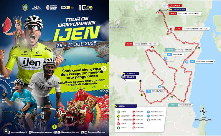 Etape keempat Tour de Banyuwangi Ijen menjadi pembuktian bagi para pembalap. Rute menanjak dan tikungan tajam menuju Paltuding.