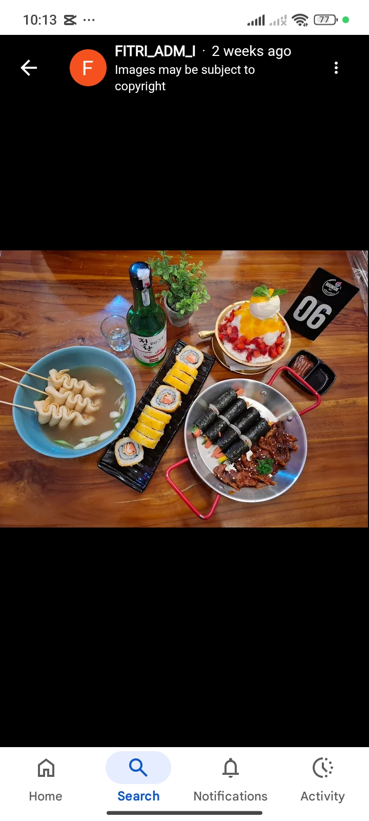 Menu makanan Korea di kafe Boonsik Banyuwangi