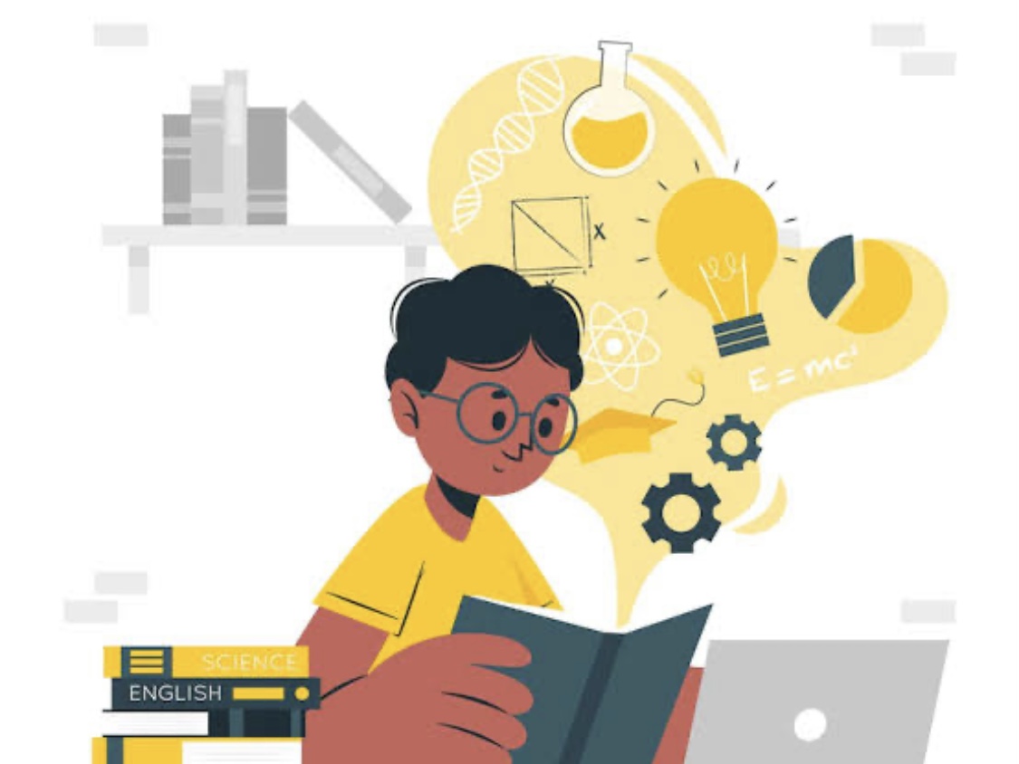 Ilustrasi seorang pria belajar