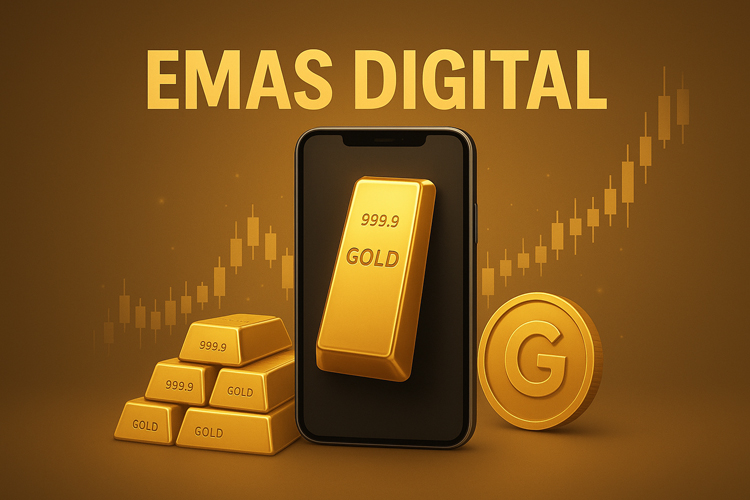 ILUSTRASI perdagangan emas digital.