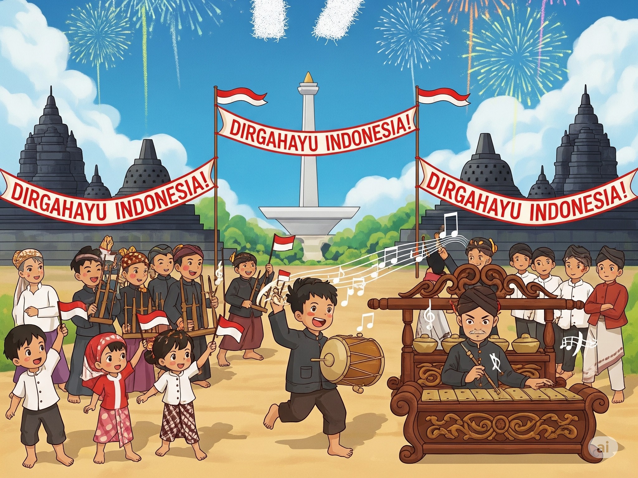 Lagu Hari Merdeka karya H. Mutahar, simbol semangat kemerdekaan Indonesia yang menggugah rasa bangga dan cinta tanah air.