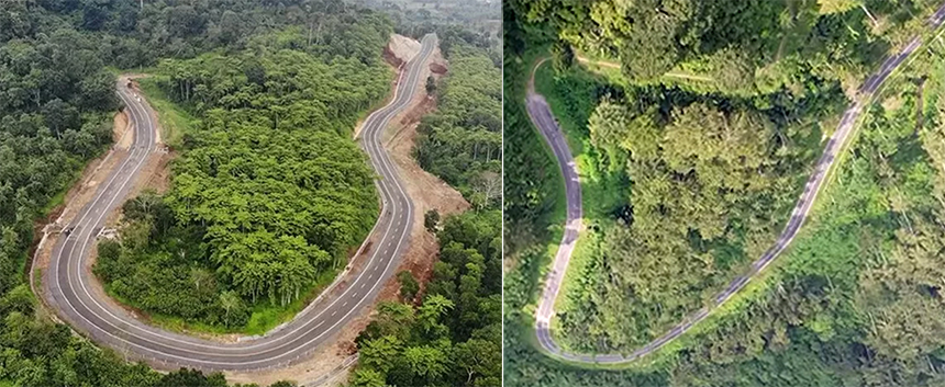 Titik terakhir JLS di Kendenglembu, Glenmore. Perbandingan foto tahun 2019 dan foto tahun 2022.