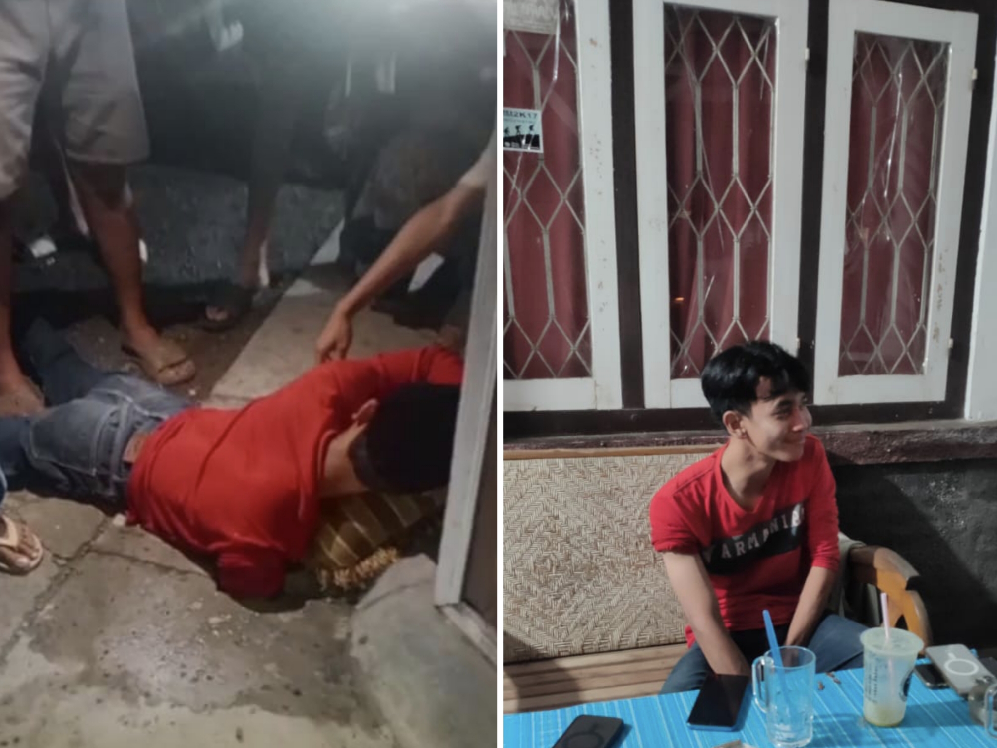 Wais, pemuda asal Desa Parijatah Kulon, Kecamatan&nbsp;Srono tangannya terjepit lubang di selokan saat akan mengambil uang.