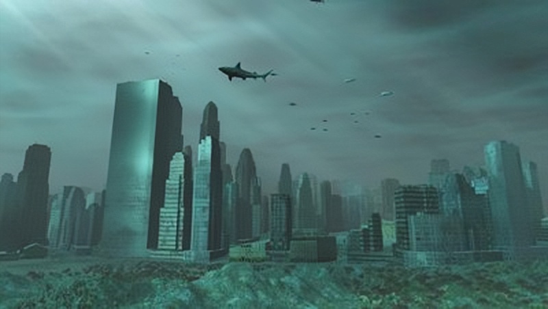 Pemandangan bawah air Kota Sicheng, China, yang dijuluki &ldquo;Atlantis dari Timur&rdquo; setelah ditenggelamkan akibat pembangunan bendungan tahun 1959.