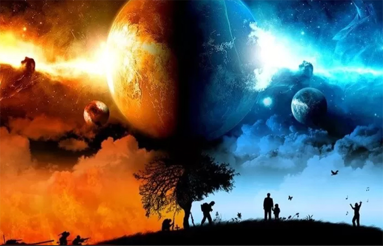 Ilustrasi surga dan neraka.