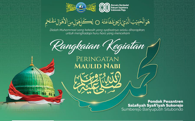 Poster rangkaian kegiatan menyambut Maulid Nabi di Pondok Pesantren Salafiyah Syafi