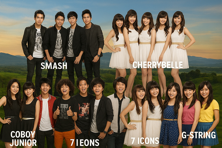 ILUSTRASI boyband dan girlband di Indonesia.