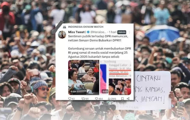 Ragam narasi ajakan demo gedung DPRD pada 25 Agustus 2025. Ajakan ini tersebar di beragam platform media sosial.
