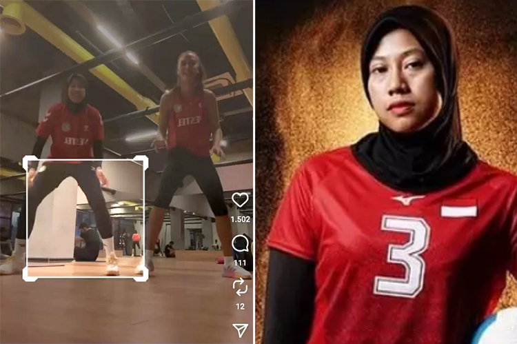 Megawati Hangestri tampak kompak bersama rekan setim Manisa BBSK saat mengikuti tren viral.