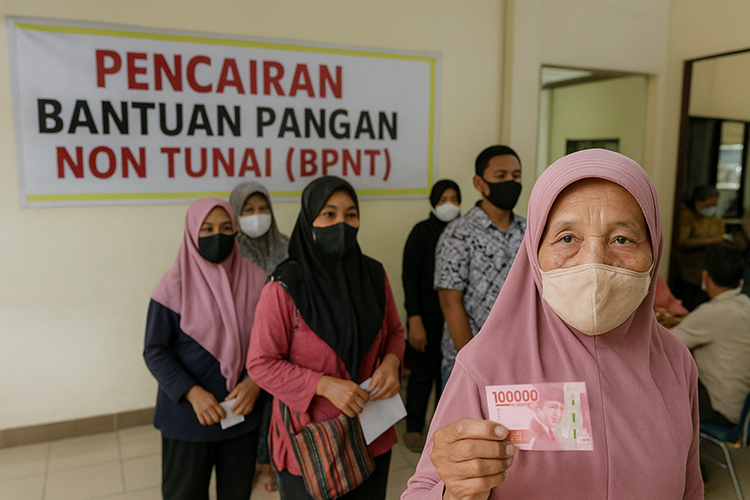 ILUSTRASI warga menerima bantuan sosial dari pemerintah.