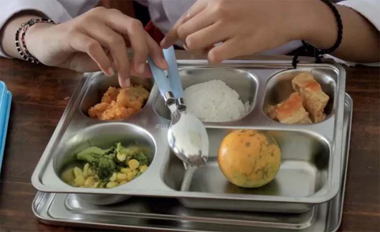 Ilustrasi menu makanan di program makan bergizi gratis (MBG).