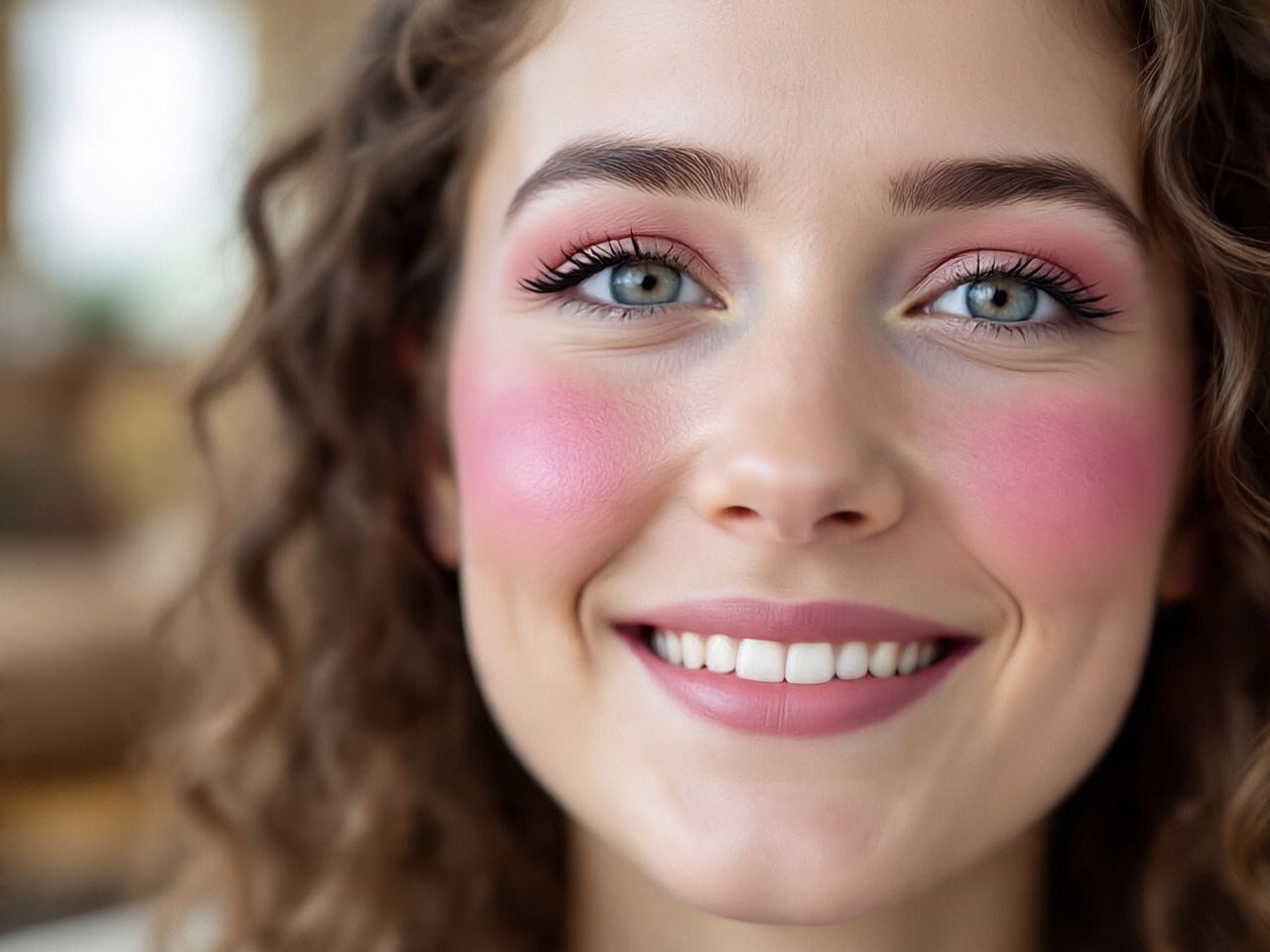 Ilustrasi penggunaan blush on yang salah