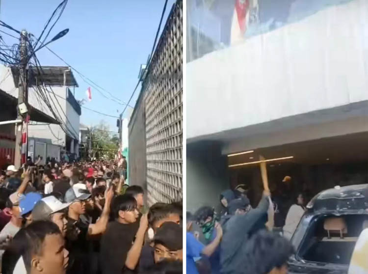 Kondisi kediaman Ahmad Sahroni di Jalan Swasembada Timur XXII, Kelurahan Kebon Bawang, Tanjung Priok, Jakarta Utara tampak porak-poranda usai digeruduk dan dirusak warga.