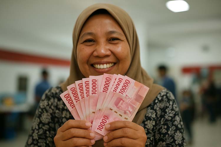 ILUSTRASI warga menerima bantuan sosial.