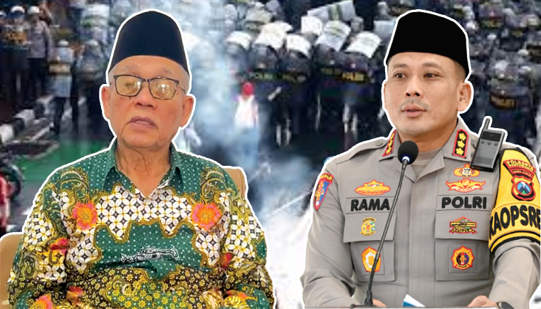 Rais Syuriyah PCNU Banyuwangi KH Masykur Ali dan Kombespol Rama Samtama Putra Kapolresta Banyuwangi
