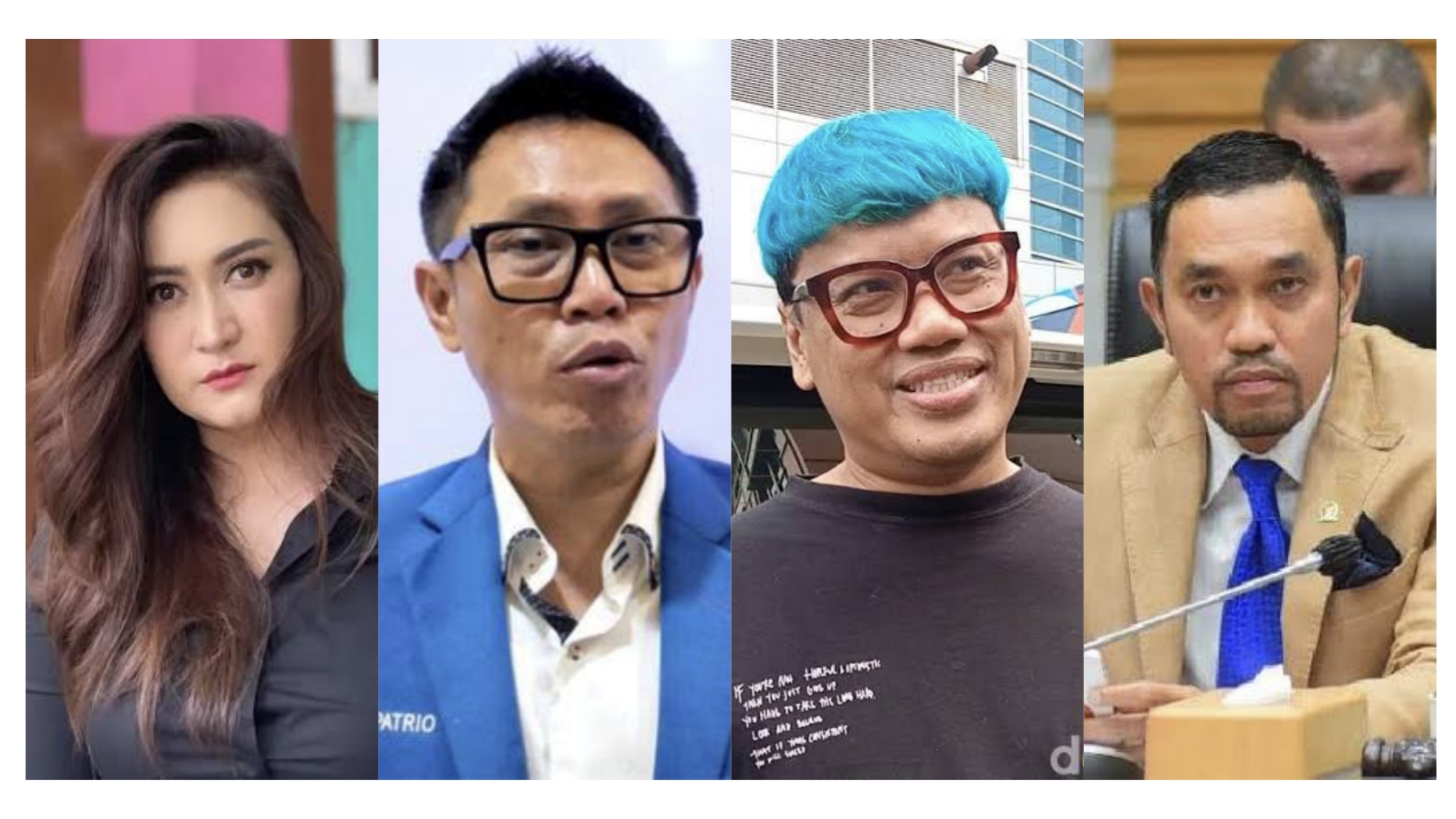 Kolase anggota DPR RI yang dinonaktifkan buntut demo. Nafa Urbach, Eko Patrio, Uya Kuya dan Ahmad Sahroni.