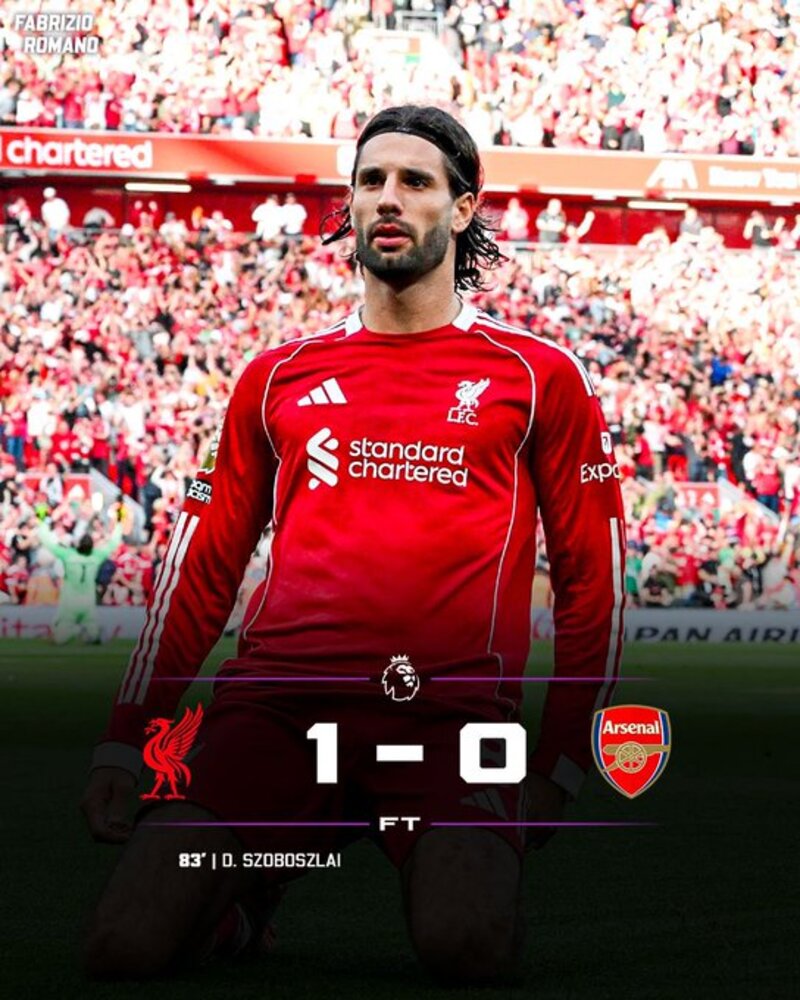 HERO: Szoboszlai  menjadi pahlawan Liverpool dengan gol cantiknya ke gawang Arsenal