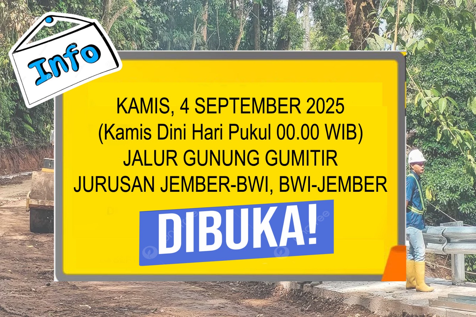 Info pembukaan Jalur Gumitir mulai 4 September 2025 sudah beredar luas di media sosial.