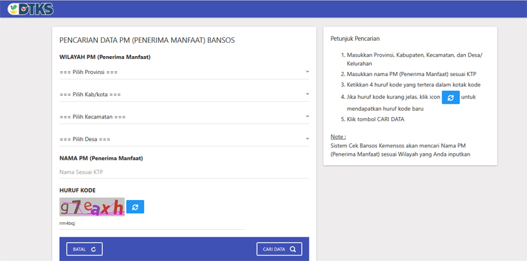 Warga bisa mengecek status penerimaan bansos secara online lewat situs resmi cekbansos.kemensos.go.id atau aplikasi Cek Bansos yang tersedia di Android maupun iOS.