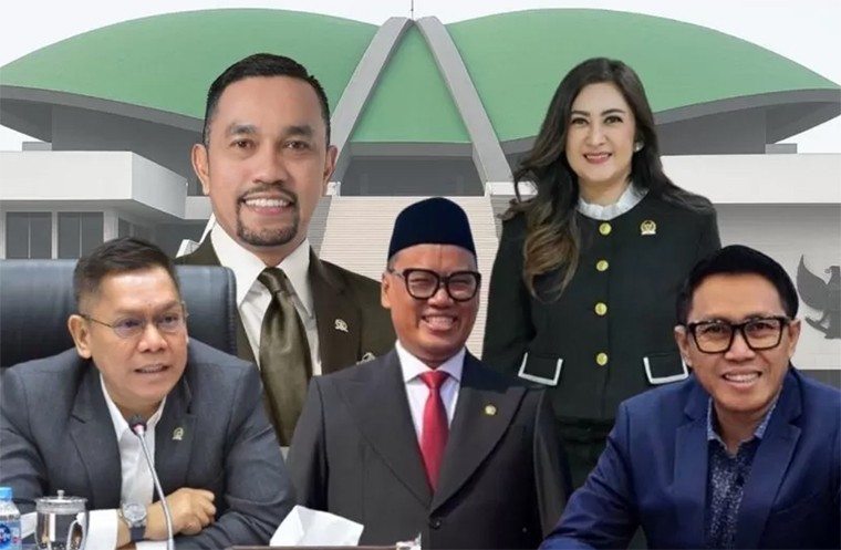 Kolase foto lima anggota DPR RI yang dinonaktifkan.