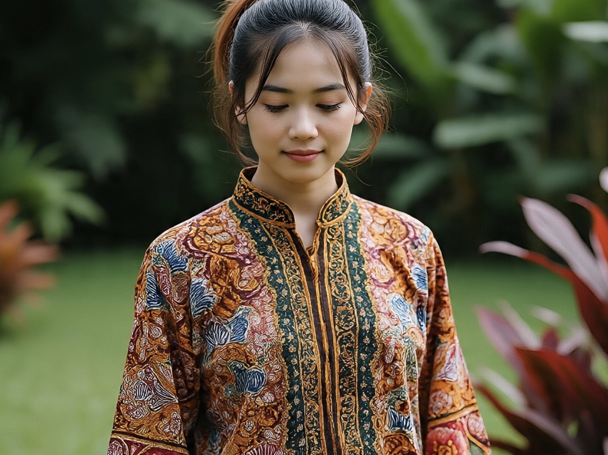 Ilustrasi trend fashion pemakaian produk batik handmade