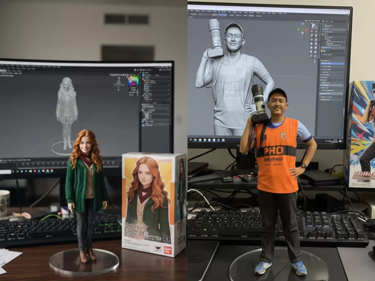 Tren action figure AI dari Gemini dengan fitur Nano Banana viral di Instagram.