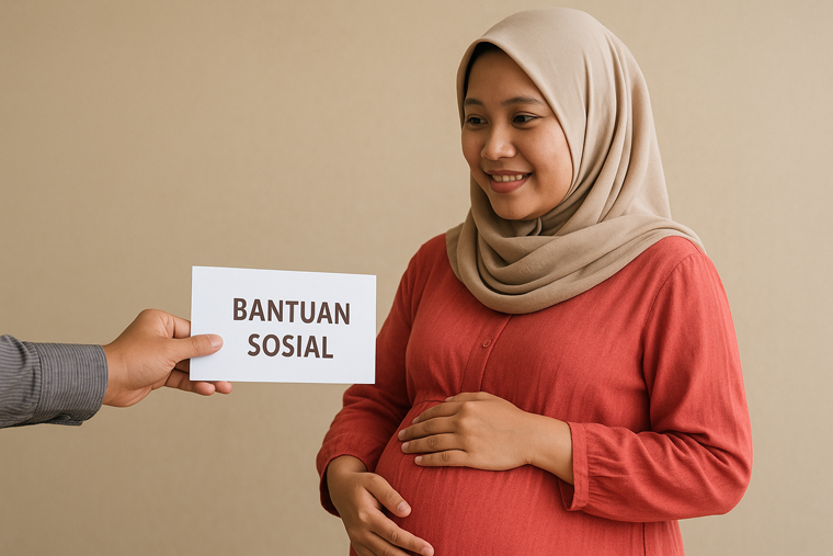 ILUSTRASI ibu hamil menerima bantuan sosial dari Kemensos RI.