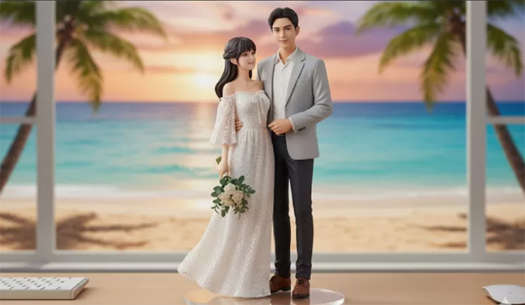 Foto AI miniatur pasangan pakai Google Gemini.