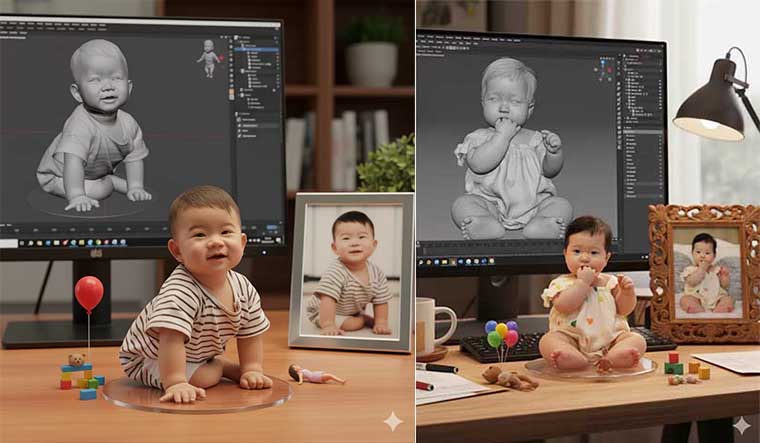 Ilustrasi Tren Miniatur AI bertema bayi.