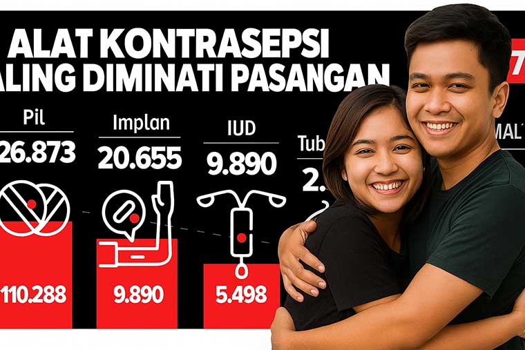 ILUSTRASI jumlah pasangan memakai alat kotrasepsi.