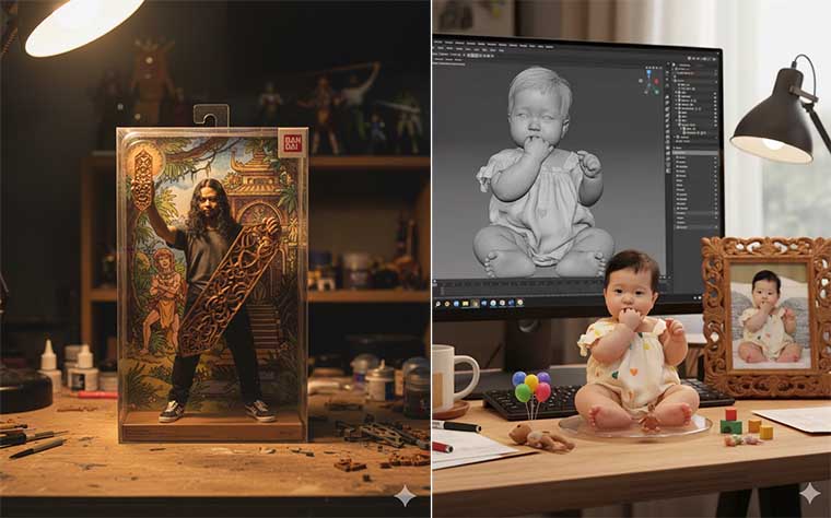 Ilustrasi Miniatur AI Ala Action Figure Bandai Pakai Google Gemini.