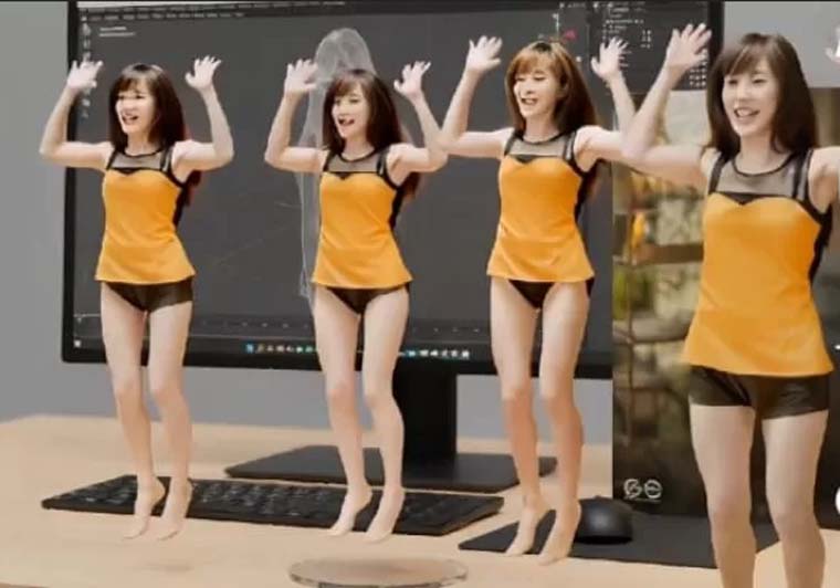 Foto AI miniatur action figure jadi video bergerak sway dance di TikTok.