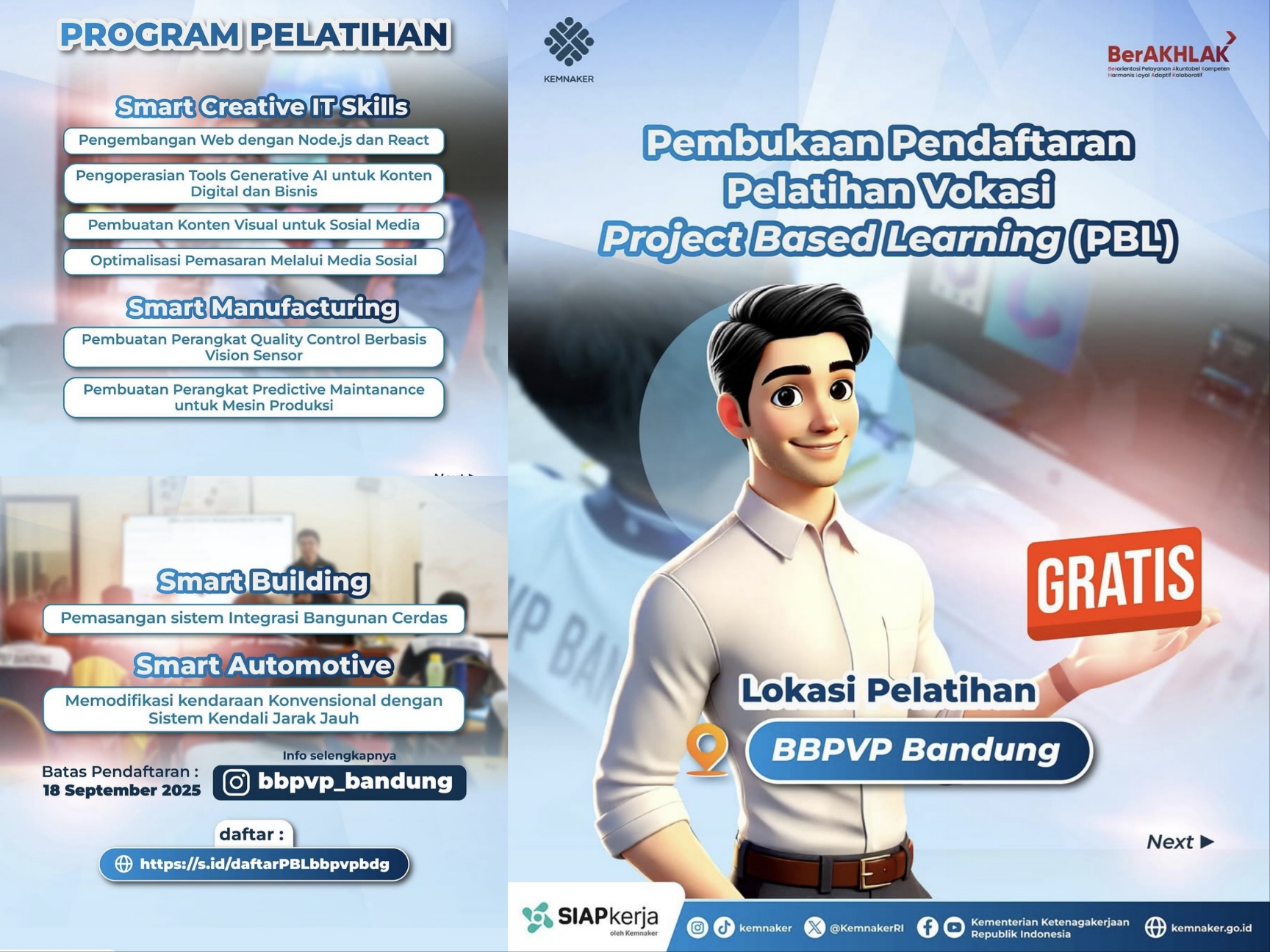 Pelatihan Vokasi PBL BBVP Bandung.